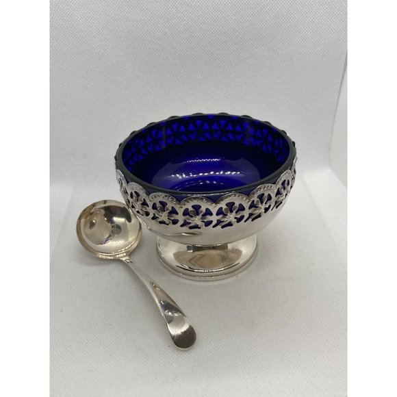 Vintage Celtic Quality Plate Cobalt Blue Glass Bowl Pedestal Candy Bowl England - Picture 5 of 8